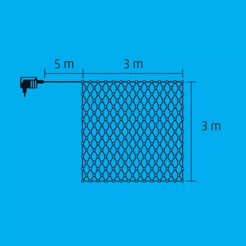 Világító háló, 3x3m, fehér, kül., 240 LED, HSO                                                        KLN240C/WH