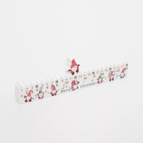 LED-es adventi naptár, 7db melegfehér LED, fa, elemes, 34x9cm, beltéri kivitel HSO                    KLW25