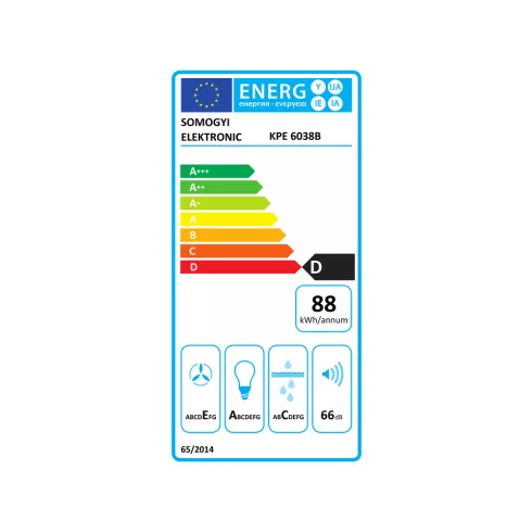 Konyhai páraelszívó HURRICANE 60 cm, 2 motoros, fekete, 200W, 380m3/h, HSO                            KPE6038B