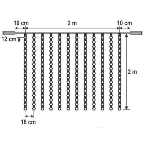 Sorolható fényfüggöny, 204LED, melegfehér, kültéri, HSO                                               KSF204/WW