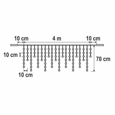 Sorolható LED-es fényfüggöny, 200db hidegfehér LED, 4 méter, kül- és beltéri kivitel HSO              KSFW200WH