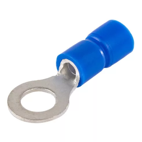 Szigetelt szemes saru, ónozott elektrolitréz, kék, 2,5mm2, M6, (d1=2,3mm, d2=6,4mm),PVC               KSZ6