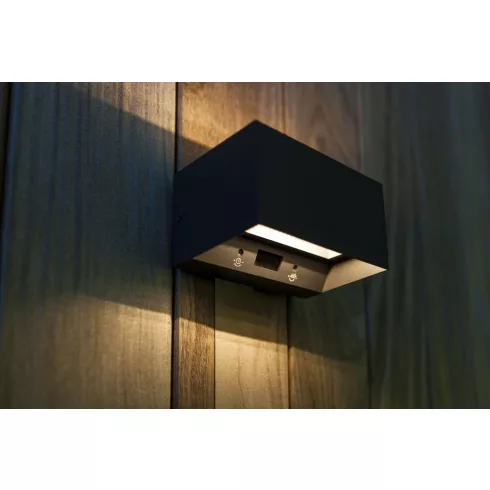GEMINI fali LED lámpa, mozgásérzékelővel, 10,5W, 3000K, 1350lm, IP54, sötétszürke                     L5117101118