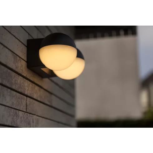LOOMA kültéri, fali lámpa, fel/le világítás, 15,6W, 3000K, 2300lm, IP54, sötétszürke, dupla gömb      L5138003118