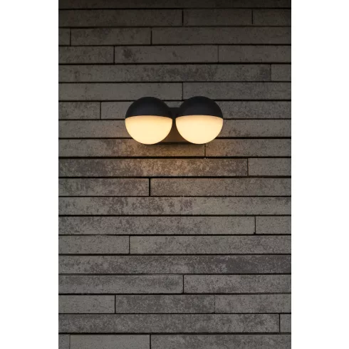LOOMA kültéri, fali lámpa, fel/le világítás, 15,6W, 3000K, 2300lm, IP54, sötétszürke, dupla gömb      L5138003118