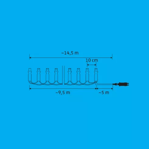 iSparkle LED-es fényfüzér, SMART, RGB, 96 LED/9,5 m, zöld vezeték, IP44, HSO                          LEDS096V