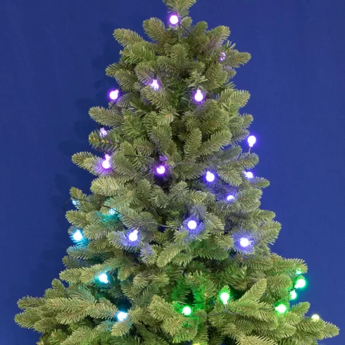 iSparkle LED-es fényfüzér, gömb dekor, SMART, RGB, 120 LED/11,9 m, zöld vezeték, IP44, HSO            LEDS120DV
