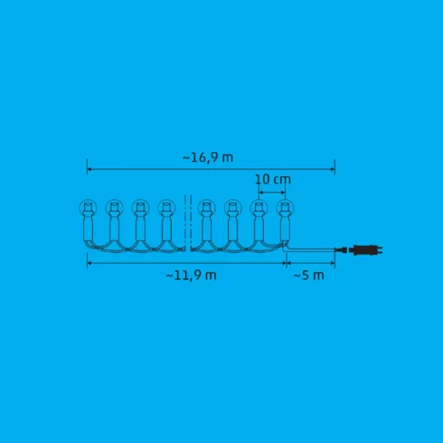 iSparkle LED-es fényfüzér, gömb dekor, SMART, RGB, 120 LED/11,9 m, zöld vezeték, IP44, HSO            LEDS120DV