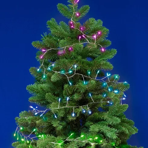 iSparkle microLED-es cluster fényfüzér, SMART, RGB, 120 LED/3 m, ezüst vezeték, IP44, HSO             LEDS120V-C