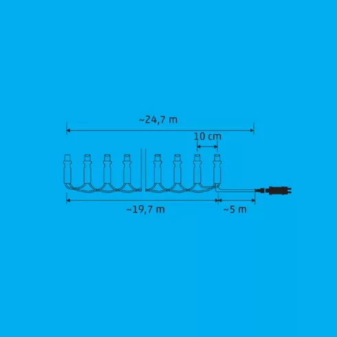 iSparkle LED-es fényfüzér, SMART, RGB, 198 LED/19,7 m, zöld vezeték, IP44, HSO                        LEDS198V