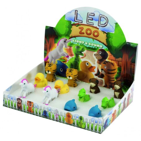 LED-es állatfigurás kulcstartó, 12db-os kiszerelésben rendelhető, HSO                                 LEDZOO