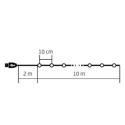 Micro LED-es fényfüzér, RGB, 100 LED/10 m, 12program, USB csatlakozóval, távirányítóval, beltéri,HSO  ML112RGB