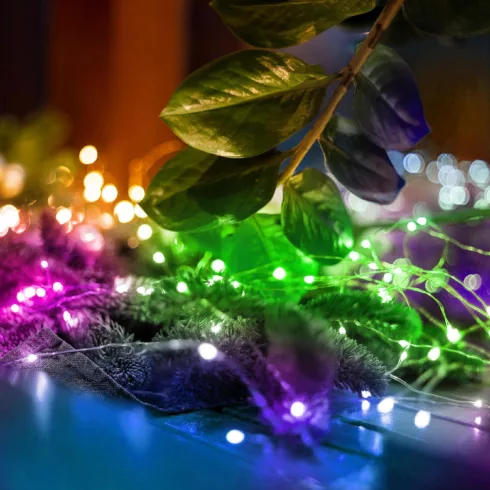 Micro LED fényfüzér, beltéri kivitel, 20 színes micro LED, elemes, HSO                                ML26M