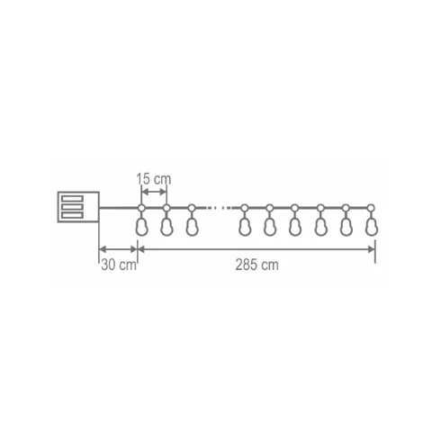 LED-es gömb fényfüzér, 20 melegfehér LED, elemes, 3m hossz, átlátszó vezeték, fa + műanyag, HSO       MLC20B