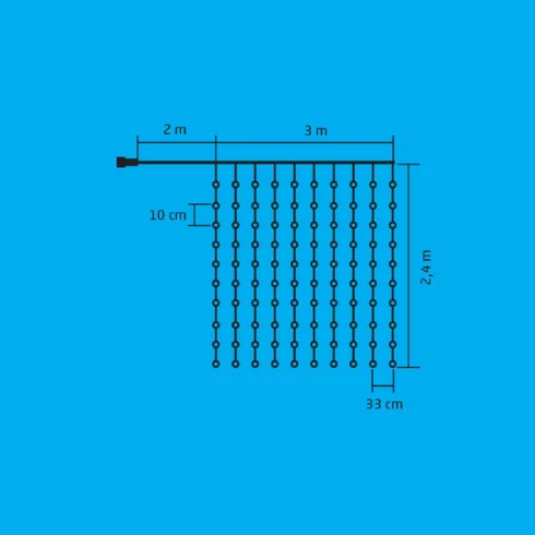 Micro LED-es fényfüggöny, smart, RGB, 240 LED/3x2,4m, USB csatlakozóval, távirányítóval, beltéri,HSO  MLF240RGBSMAR