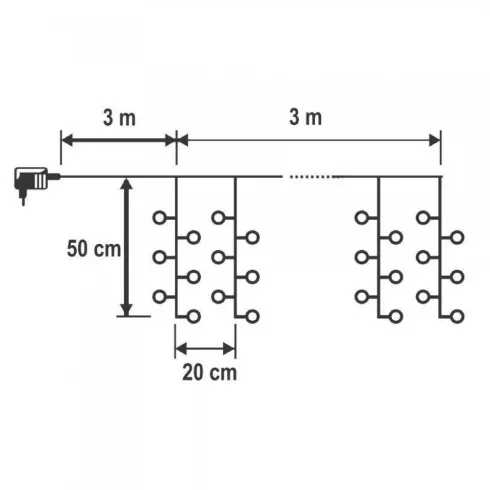 Micro LED-es cluster fényfüggöny, melegfehér, 8 programos, HSO                                        MLF300/WW