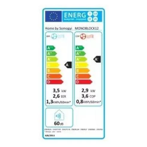 Monoblokk klíma, smart,inverteres,hűtő/fűtő, 3,5/2,9kW, R290 hűtőközeg,4üzemmód,távirányító,30m2,HSO  MONOBLOCK12