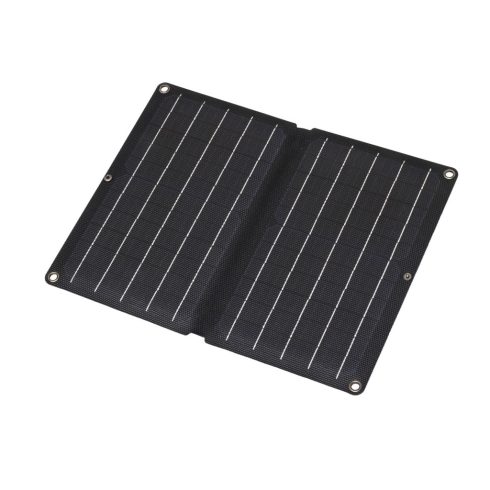 Hordozható napelemes USB töltő, 10W, 2xUSB, LED töltésjelző, összecsukható, karabinerekkel, HSO       MSC10W