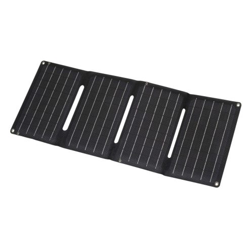 Hordozható napelemes USB töltő, 20W, USB-A+USB-C+DC, PD töltés, LED töltésjelző, karabinerekkel, HSO  MSC20W