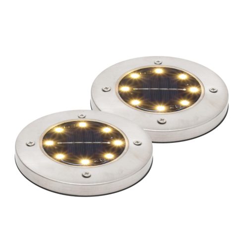 Napelemes kerti lámpa szett (2db), 8db LED, 200 mAh akkumulátor, acél és műanyag, leszúrható, HSO     MX626WW