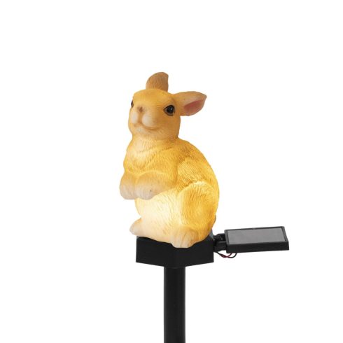 Napelemes kerti nyúl lámpa, 1 db melegfehér LED, 300 mAh akkumulátor, műgyanta, leszúrható, HSO       MX671N
