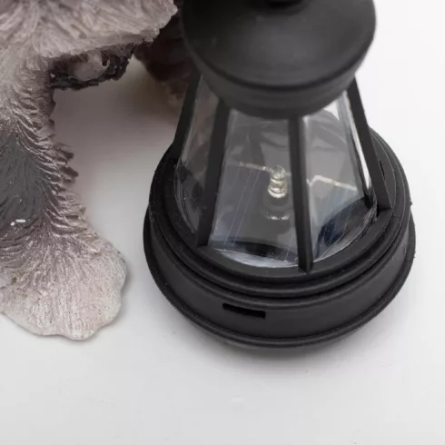 Napelemes kerti lámpa, kutyák lámpással, 1db melegfehér LED, gombelem, műgyanta, 6 db/display, HSO    MX672