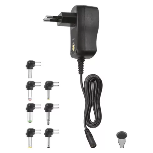 Univerzális töltőadapter 600mA, DC csatlakozókészlet, 100-240 V, 50/60 Hz, 1,8 m kábel, LED jelzés    N3110N