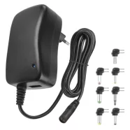   Univerzális töltőadapter 1000mA, USB, DC csatlakozókészlet, 100-240 V, 50/60 Hz, 1,8 m kábel, LED je  N3111N