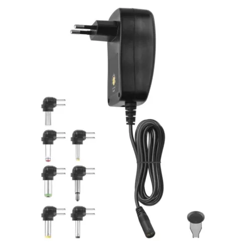 Univerzális töltőadapter 1500mA, USB, DC csatlakozókészlet, 100-240 V, 50/60 Hz, 1,8 m kábel, LED je  N3112N