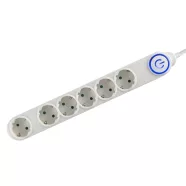   6-os elosztó lábkapcsolóval, 5m, fehér, 1,5 mm2, HSO                                                  NV06TK-5/WH/1