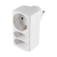   2 euro + 1 földelt alj, elosztó adapter, HSO                                                          NV131/WH