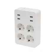   Fali elosztó, 4 USB aljzat, 4 földelt aljzat, tálcákkal, HSO                                          NV41USB