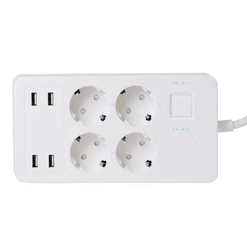 SMART (WiFi) elosztó, 4 aljzat, 4 USB, 1,5 m, HSO                                                     NV4WIFI