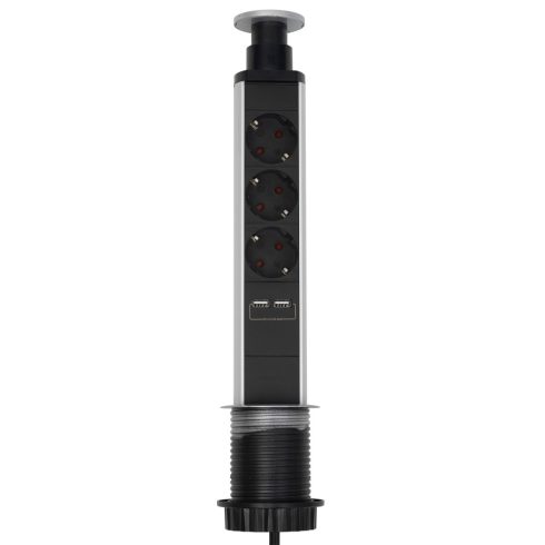 3as elosztó, asztalba süllyeszthető, 2xUSB, HSO                                                       NVE3/USB