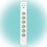   Túlfeszültség védett elosztó, 6 aljzat, USB, HSO                                                      NVT06KUSB/WH