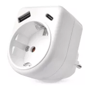   Aljzat elosztó 1x SCHUKO, 1xUSB-A+1xUSB-C, max. 3680 W, IP20, fehér                                   P0075