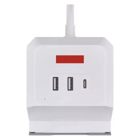 Elosztó (hosszabbító) kocka, 2m 2 aljzat schuko + 2xUSB-A + 1xUSB-C + Qi 1,5mm                        P0222CQ