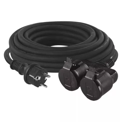 Hosszabbító 10m 1,5mm 2aljzat gumi IP44 SCHUKO                                                        P0701