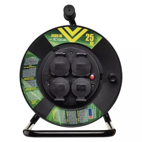 Kábeldob 3x1,5mm2 25m gumírozott fekete vezetékkel, H05RR-F, KDIP25RR                                 P08225