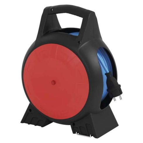 Időjárásálló kábeldob 20m, 3 aljzat + 2 USB-A, 1,5mm2, IP44, LED lámpával, fagyálló kábel             P08620W