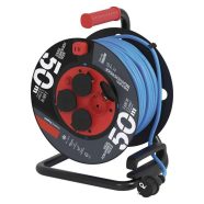   Időjárásálló kábeldob 50m, 4 aljzat, 1,5mm2, IP44, fagyálló kábel                                     P08650W