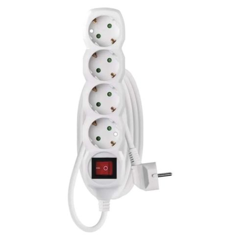 Elosztó (hosszabbító) 1,4m kapcsolós 4 aljzat schuko 1,0mm                                            P1421