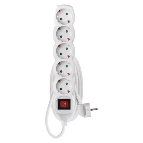 Elosztó (hosszabbító) 1,4m kapcsolós 5 aljzat schuko 1,0mm                                            P1521