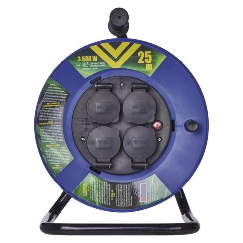 Kábeldob 3x2,5mm2 25m gumírozott fekete vezetékkel, H05RR-F3G, KDIP25RR25                             P19625