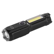   LED-es újratölthető műanyag zseblámpa, 110 lm, 1200 mAh, max. 150m                                    P3213