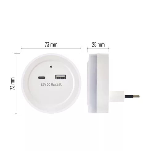 LED éjjeli fény fotoszenzorral, USB C+A, 5lm, WW                                                      P3323