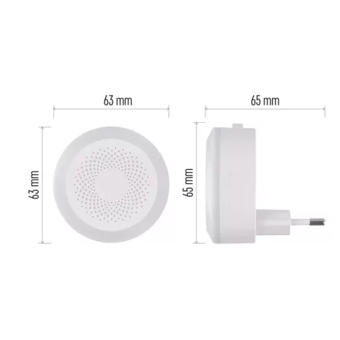 LED éjjeli fény + dugalj, kapcsolóval, 0,5W max., 230 V, 5lm, 2m világítási táv, WW, fehér            P3326