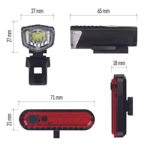 LED tölthető kerékpárlámpa szett                                                                      P3923
