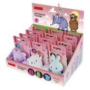   LED szilikon kulcstartó - állatkák, világítós, 5 lm, 12 db/kínáló tálcában                            P4723