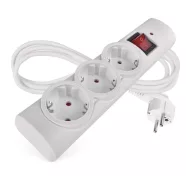  Túlfeszültségvédő elosztó, kapcsolóval, 3 aljzat, 1,5m H05VV-F3G1,5mm2, 2300W max., 10A max., fehér   P54213